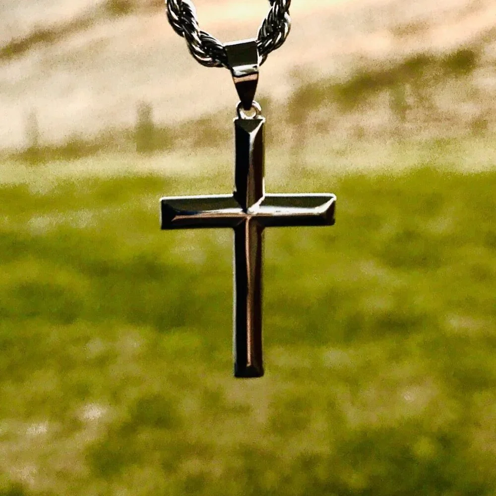 Neiman Marcus 18k White Gold on 925 Sterling Silver Cross Necklace